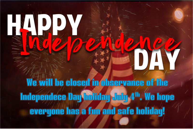 Closed in observance of Independence Day Closed in observance of Independence Day